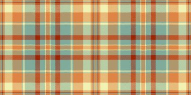 Ürün tekstil kumaşı, soluk vektör tartan deseni. Pastel ve turuncu renk paletinde sevimli, pürüzsüz arka plan dokusu.