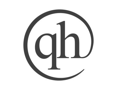 İki harfli QH logosu daire şeklinde e-posta işareti tarzında. Q ve H iş şirketinin yuvarlak logosu