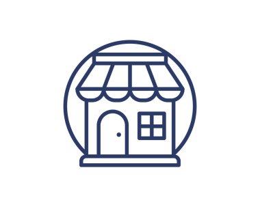 Mobil ve yerel pazar markaları için alışveriş mağazası logosu. Çevrimiçi mağaza simgeleri ödemeler, nakliyat ve satış için basit minimalist işaret, vektör illüstrasyonu.