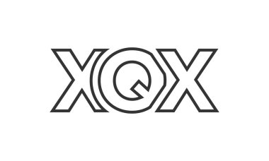 Güçlü ve modern kalın metinli XQX logo tasarım şablonu. Basit ve minimal tipografi içeren ilk tabanlı vektör logosu. Moda şirket kimliği.