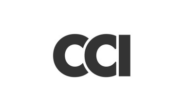 Güçlü ve modern kalın metinli CCI logo tasarım şablonu. Basit ve minimal tipografi içeren ilk tabanlı vektör logosu. Moda şirket kimliği.
