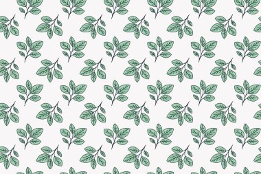 El çizimi çiçek desenli vektör tasarımı. Bitki ve yaprak ile basit bir süs. Kumaş baskı kumaşı.