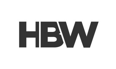 Güçlü ve modern kalın metinli HBW logo tasarım şablonu. Basit ve minimal tipografi içeren ilk tabanlı vektör logosu. Moda şirket kimliği.