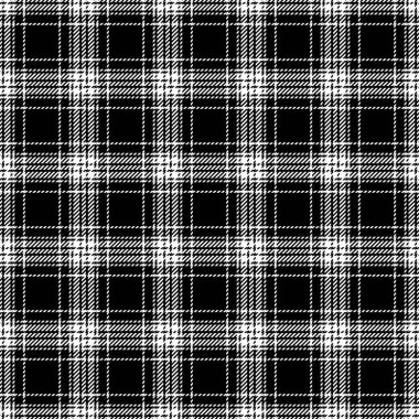 Hippi tartan desenli vektör, küçük tekstil ekose dikişsiz. Doğu arkaplan kumaş dokusu kontrolü beyaz ve siyah renk paleti ile.