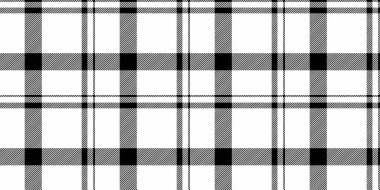 Hint arka plan vektör ekoseli, asaletsiz doku kumaşı. Beyaz ve siyah renk paletinde mikro tekstil denetimi tartan deseni.
