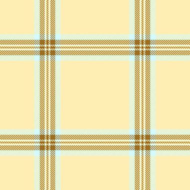Çek tartan kumaşı, mat desenli tekstil dokusu. Ekose vektörsüz arkaplanı ışık ve kehribar renk paletinde göster.