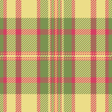 Akış desenli kumaş ekose, seçim desenli tartan. Yeşil ve sarı renk paletinde yatay arkaplan vektörü pürüzsüz tekstil.