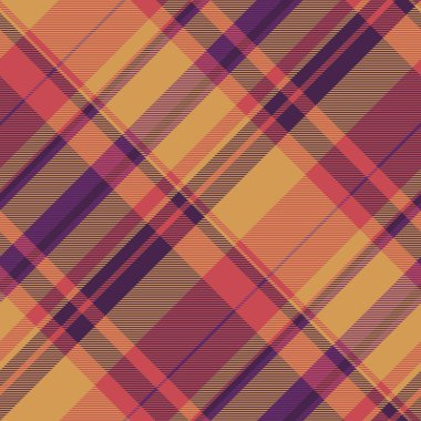 Tarz arka plan ekose kumaş, düzenlenebilir vektör desenli tartan. Halı dokusunu turuncu ve koyu renk paletinde dikişsiz olarak kontrol et.