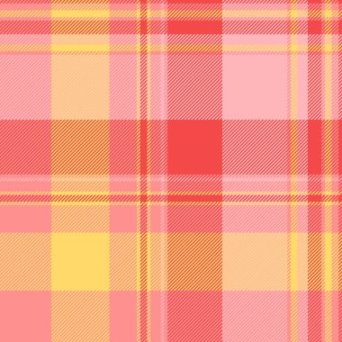 İlham kontrol şablonu kumaş, kalın tartan ekose vektör. Kırmızı ve kehribar renk paletinde kolleksiyonsuz arkaplan tekstili.