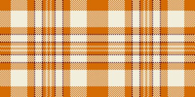 Şablon tartan dokusu kontrolü, duygusal model vektör tekstili. Açık ve turuncu renk paletinde en az kumaş arkaplan ekoseli.