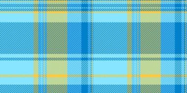 Sicim geçmiş taraması kumaş, ekoseli kumaş, kusursuz vektör. Cyan ve kehribar renk paletinde kumaş desenli tartan üretiliyor.