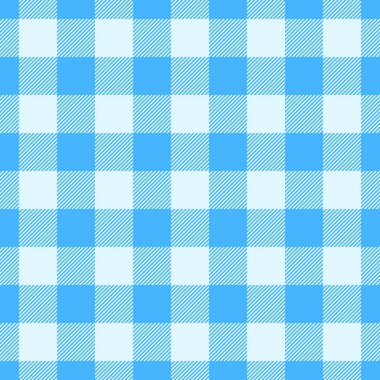 Örgü kumaş dokusu, temel tartan desenli arka plan. Cyan ve açık renk paletinde tekrarlanabilir desensiz ekoseli kontrol vektörü.