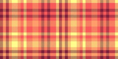 Amerikan kumaşı arka plan tekstili, renk desenli ekose desenli. Kırmızı ve turuncu renk paletinde kostüm vektörü tartan kusursuz denetimi.