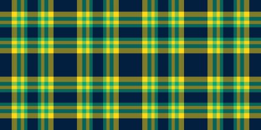 Afrika desenli arka plan vektörü, krallık desenli ekose. Bahçe tekstil kumaşı. Düz, mavi ve sarı renk paleti..