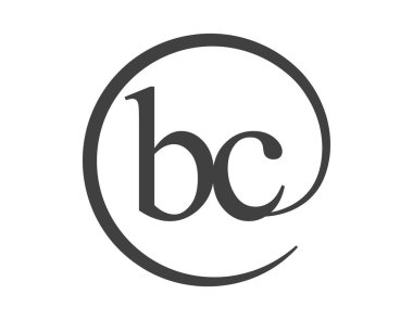 Çember şeklinde e-posta işareti tarzında iki harften BC logosu. İşletme şirketinin B ve C yuvarlak logosu