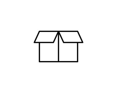 Teslimat vektör simgesi. Kargo karton kutu simgeleri. Karton paket imzalama çizgisi geometrik şekilleri.