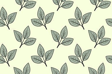 El çizimi çiçek desenli vektör tasarımı. Bitki ve yaprak ile basit bir süs. Kumaş baskı kumaşı.