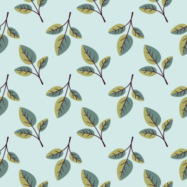 El çizimi çiçek desenli vektör tasarımı. Bitki ve yaprak ile basit bir süs. Kumaş baskı kumaşı.