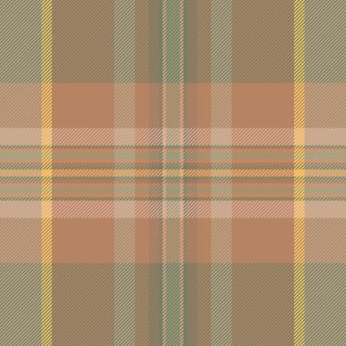 Giyim kontrolü, kusursuz doku, çizgi vektör kumaş tartan. Pastel ve turuncu renk paletinde kart tekstil arka plan ekoseli.