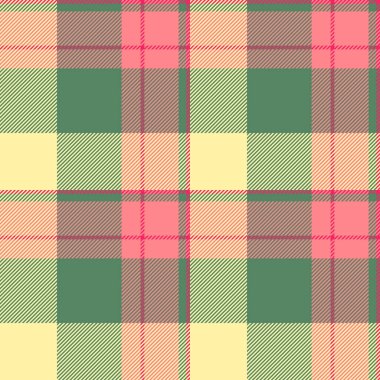 Basitlik katran kumaşı, pijama dokusu vektör kontrolü. Kostüm desenli arka plan ekoseli yeşil ve sarı renk paleti.