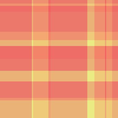 Romantik doku vektör deseni, dünya çapında ekose tartan. Çatı katı kumaşı, turuncu ve kırmızı renk paleti ile kusursuz tekstil arkaplanı.