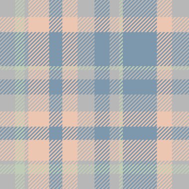 Kumaş kumaş tartan, yeni doku ekose vektörü. Pastel ve gri renk paletinde evcil şablon denetimi.