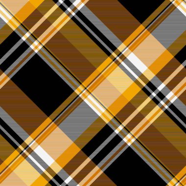 İndirimli kumaş şablonu, web sitesi özgeçmiş kontrolü kusursuz. Siyah ve turuncu renk paletinde resmi tartan vektör ekose dokusu.