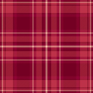 Katmanlı vektör desensiz, örtülü desenli tartan. Temel tekstil kumaş arkaplanı kırmızı ve pembe renk paleti.