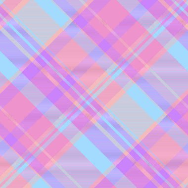 Ceket kontrolü vektör dokusu, perakendecilik deseni dikişsiz ekose. Katmanlı kumaş kumaş tartan arkaplan pembe ve cyan renk paleti.