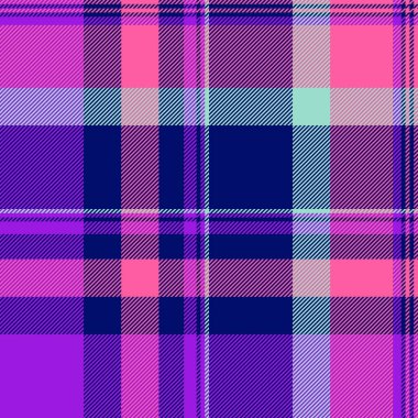 Arkaplan dokusunu kusursuz, ekose kumaş desenini özelleştirin. Argyle tartan tekstil kontrol vektörü mavi ve mor renk paleti.