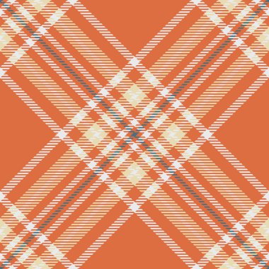 Ekose kumaş dikişsiz, sonbahar dokusu vektör deseni yükleniyor. Uk arkaplan tekstil denetimi ekoseli turuncu ve beyaz renk paleti.