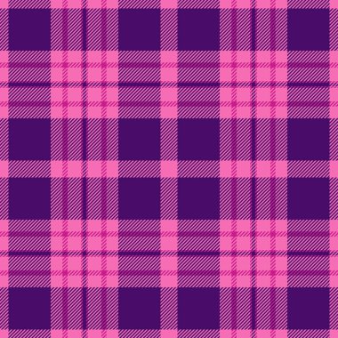 Sert desenli tartan dikişsiz, platform vektör kumaş desenli. Tekstil özgeçmiş kontrolünü pembe ve mor renk paletiyle yap.
