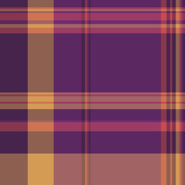 Kusursuz kumaş kontrolü, karışık tartan dokusu deseni. Kırmızı ve mor renk paletinde yaz dönemi ekose vektör arkaplanı.