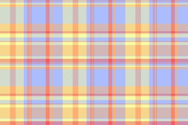 Yetenek vektör tekstil kontrolü, desen desenleri. Glamor tartan arka plan kumaşı mavi ve turuncu renk paletinde pürüzsüz.