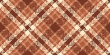 Asillik dokusu tekstil vektörü, 1960 'ların ekose desenli tartanı. Çizim denetimi: Turuncu ve kırmızı renk paletinde kusursuz kumaş.