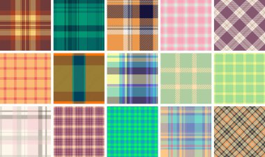 Kırsal çekleri ve kumaş desenleri olan ekose bir koleksiyon. Tekstil, kumaş ve gömlek tasarımları için harika. Bu geometrik desenler İngiliz modasından esinlenilmiş duvar kâğıdı ve giysi için mükemmel..