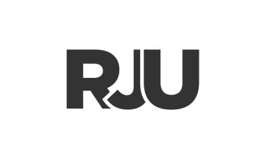 RJU logo tasarım şablonu güçlü ve modern kalın metinlerle. Basit ve minimal tipografi içeren ilk tabanlı vektör logosu. Moda şirket kimliği.