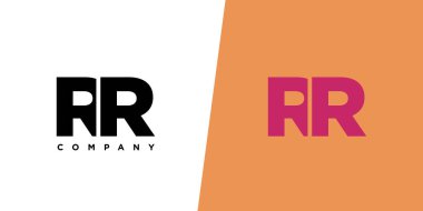 Harf R ve R, RR logo tasarım şablonu. İlk tabanlı asgari monogram logosu.
