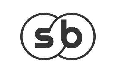 SB şirket amblemi. Ana hatlar ve harfler B ile. Marka kimliği için birleşmiş iki dairenin logo şablonu, logotip. Vektör Sonsuzluk sembolü
