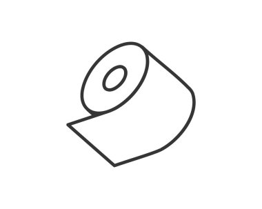 Tuvalet kağıdı rulosu veya tüp ikonu tasarımı, wc için şablon. Banyo temizliği ikonları, mutfak havlusu. Boş yumuşak kaydırma ürünleri.