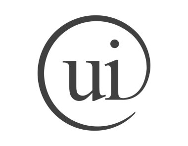 Daire şeklinde e-posta işareti tarzında iki harfli UI logosu. Senle ben iş dünyasının logotini yuvarlıyoruz.