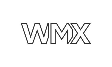 WMX logo tasarım şablonu güçlü ve modern kalın metinlerle. Basit ve minimal tipografi içeren ilk tabanlı vektör logosu. Moda şirket kimliği.