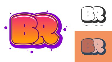 Festival ya da parti için BR logo tasarımı. Graffiti tarzında ilk harf b ve r. Yazı tipi tipografisinin yaratıcı modern harfleri. Çocukların trend logoti ya da kimliği.