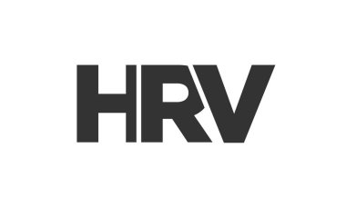 Güçlü ve modern kalın metinli HRV logo tasarım şablonu. Basit ve minimal tipografi içeren ilk tabanlı vektör logosu. Moda şirket kimliği.