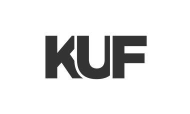 KUF logo tasarım şablonu güçlü ve modern kalın metin ile. Basit ve minimal tipografi içeren ilk tabanlı vektör logosu. Moda şirket kimliği.