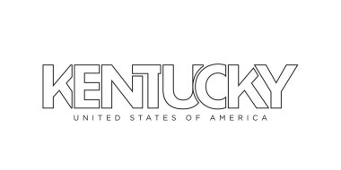 Kentucky, ABD tipografi sloganı. Baskı ve web ürünleri için grafik şehir harfleriyle Amerika logosu.