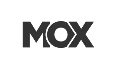 MOX logo tasarım şablonu güçlü ve modern kalın metinlerle. Basit ve minimal tipografi içeren ilk tabanlı vektör logosu. Moda şirket kimliği.