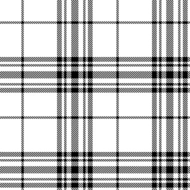 Ekose desenli siyah beyaz desenli. Kumaş dokusunu kontrol et. Vektör tekstil baskı tasarımı.