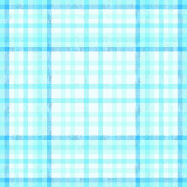 Gingham arka plan kumaş kumaş, perde desenli ekose kumaş. Madras tartan vektörünü cyan ve mavi renk paletinde pürüzsüz olarak kontrol et.