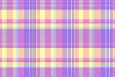 Doku deseninin kusursuz kumaşını, vektör arkaplan ekoseli mor ve pembe renklerde tartan kumaşı ile kontrol et.